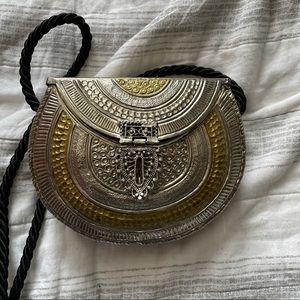 Vintage Embossed Metal Handbag Silver gold Boho